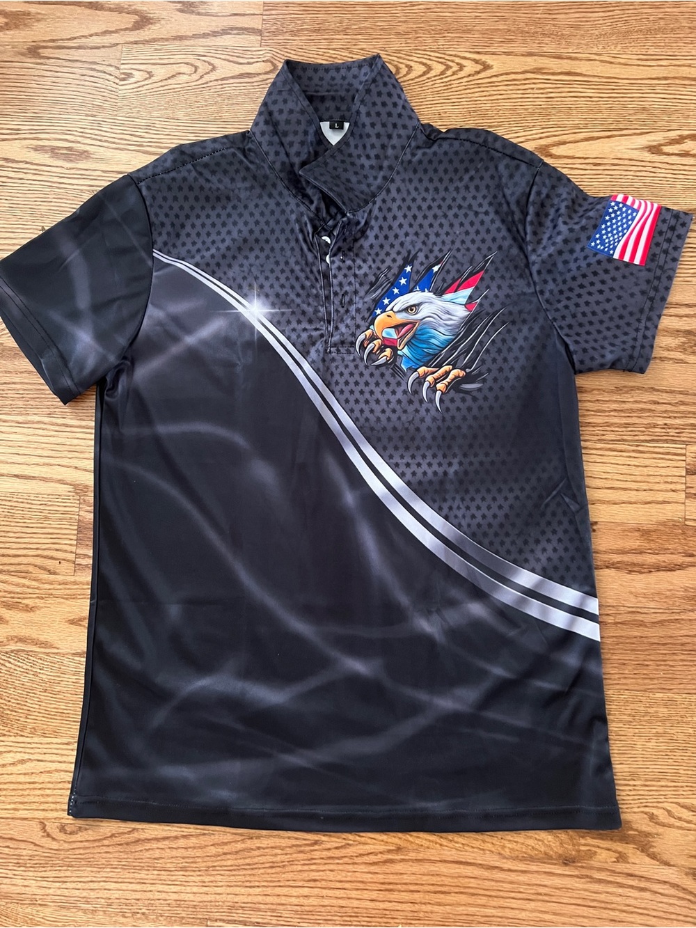 Men's Black Graphic Eagle Short-Sleeve Shirt - Patriotic Design